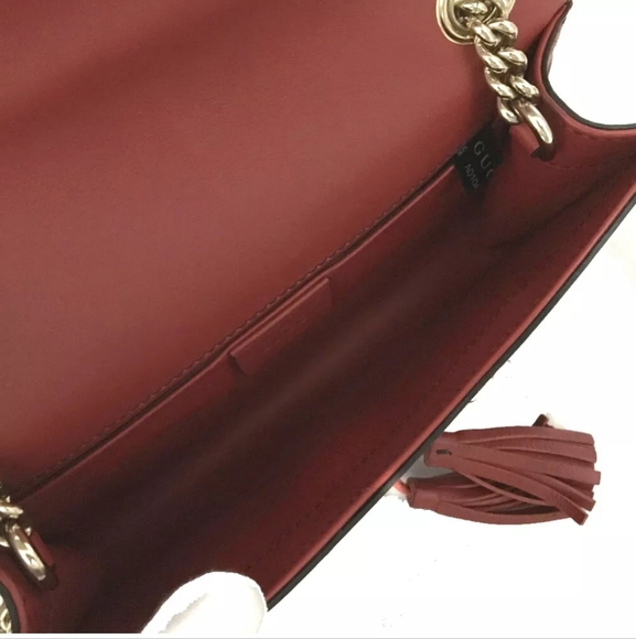 GUCCI Emily Horse Bit Leather Chain Shoulder Bag Red - Picture 8 of 11